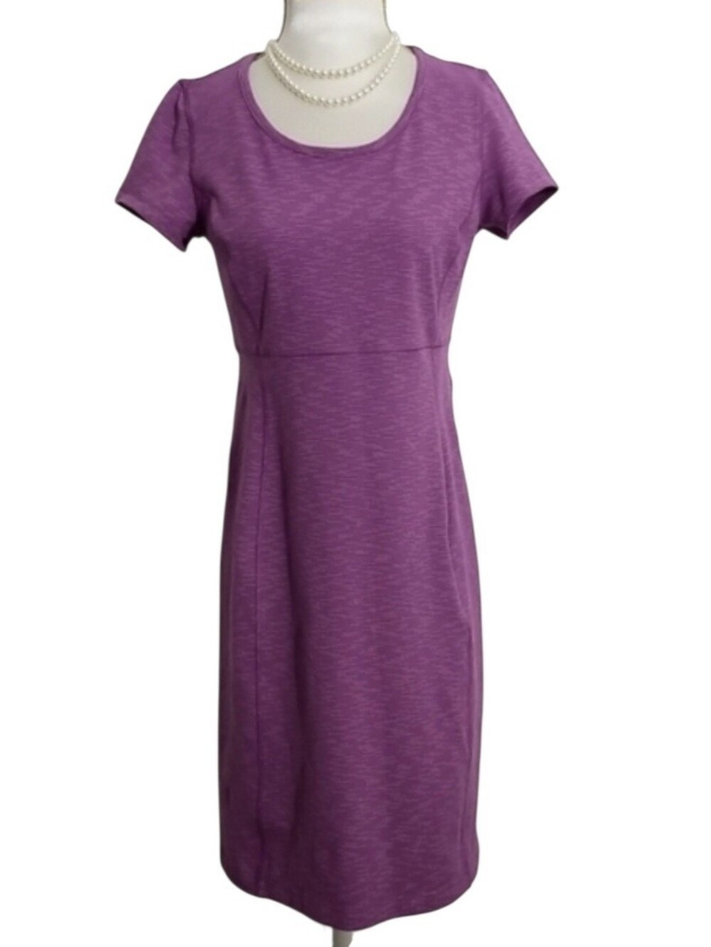 Duluth Trading Co Purple Scoop-Neck Short Sleeve Midi Dress